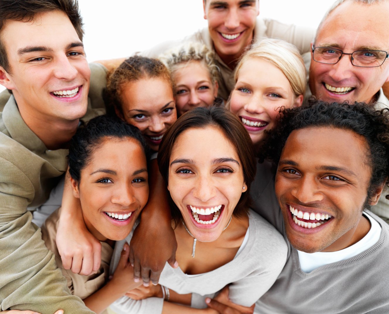 Group of excited people smiling